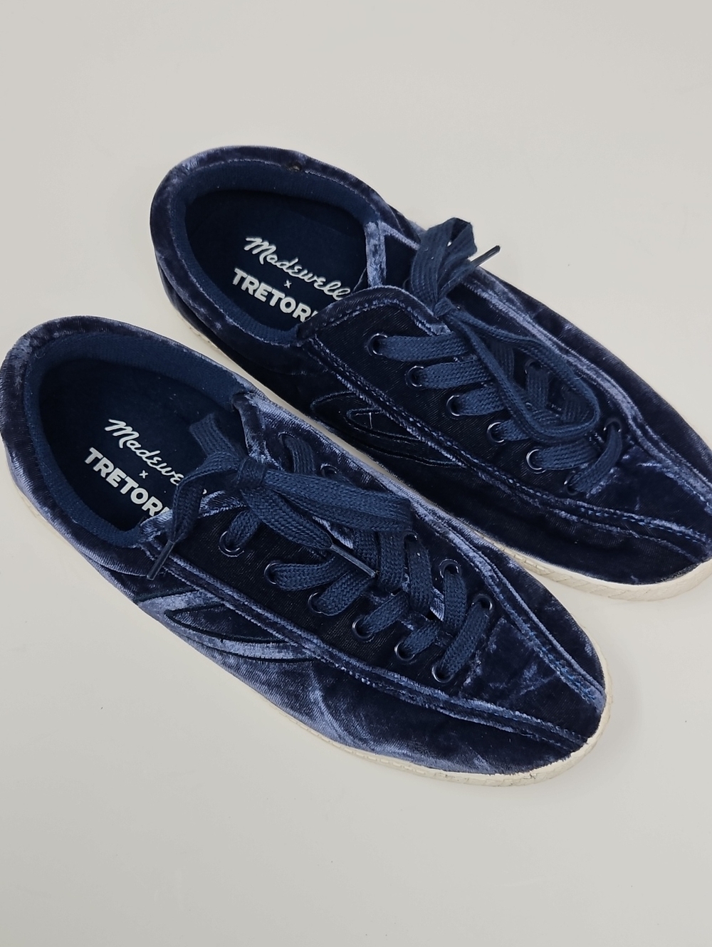 Madewell X Tretorn Velvet Low-Top Navy Blue/white Sneakers Women's 6.5